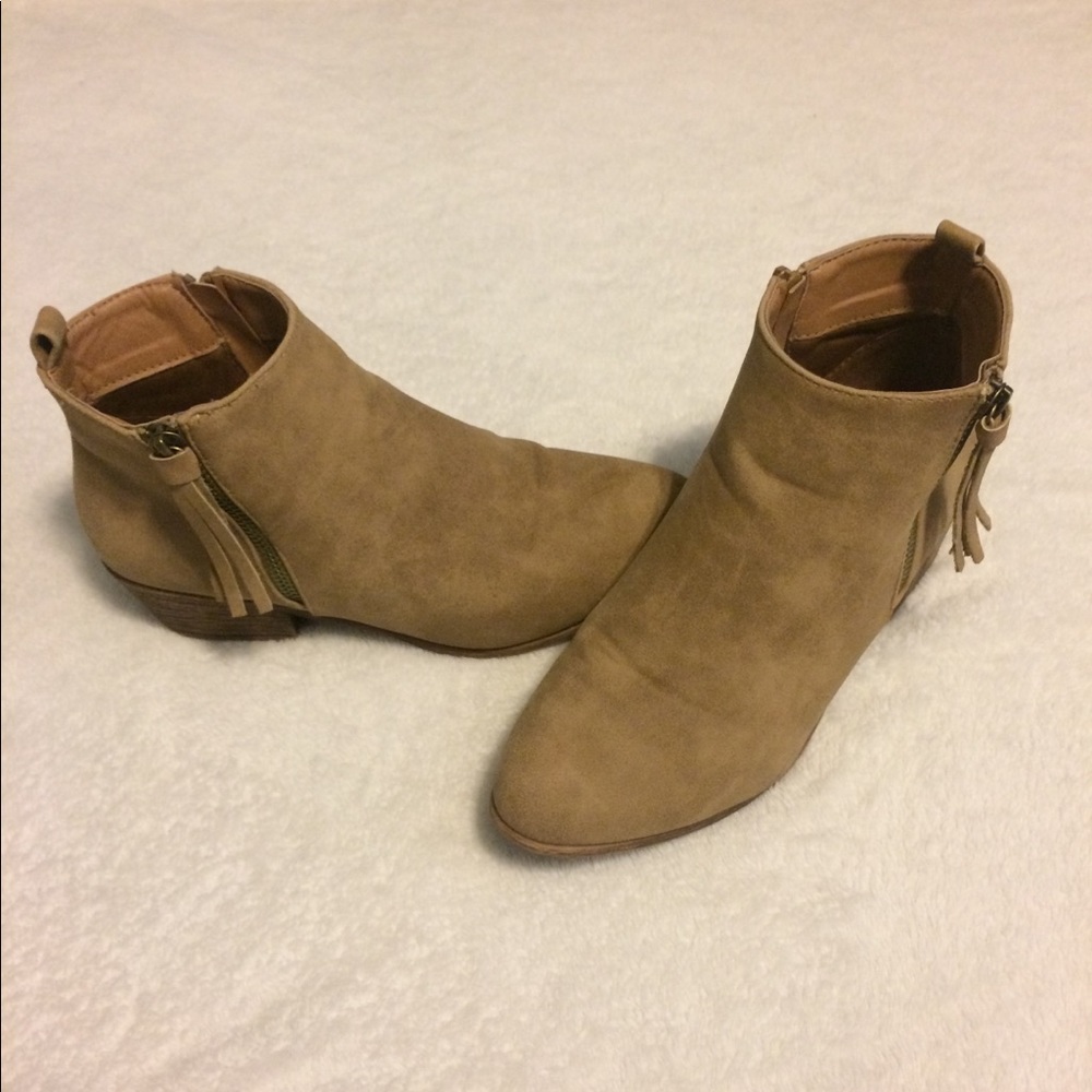 Nude Suede JustFab Booties